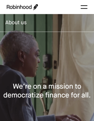 Preview of Robinhood's website