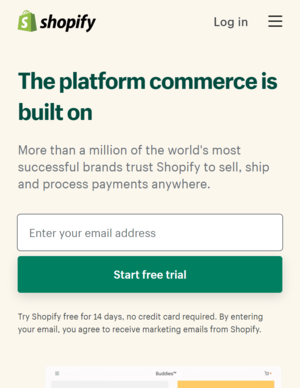 Preview of Shopify's website